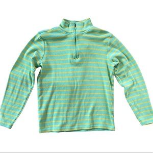 L.L Bean Striped Pullover Sweater Quarter Zip